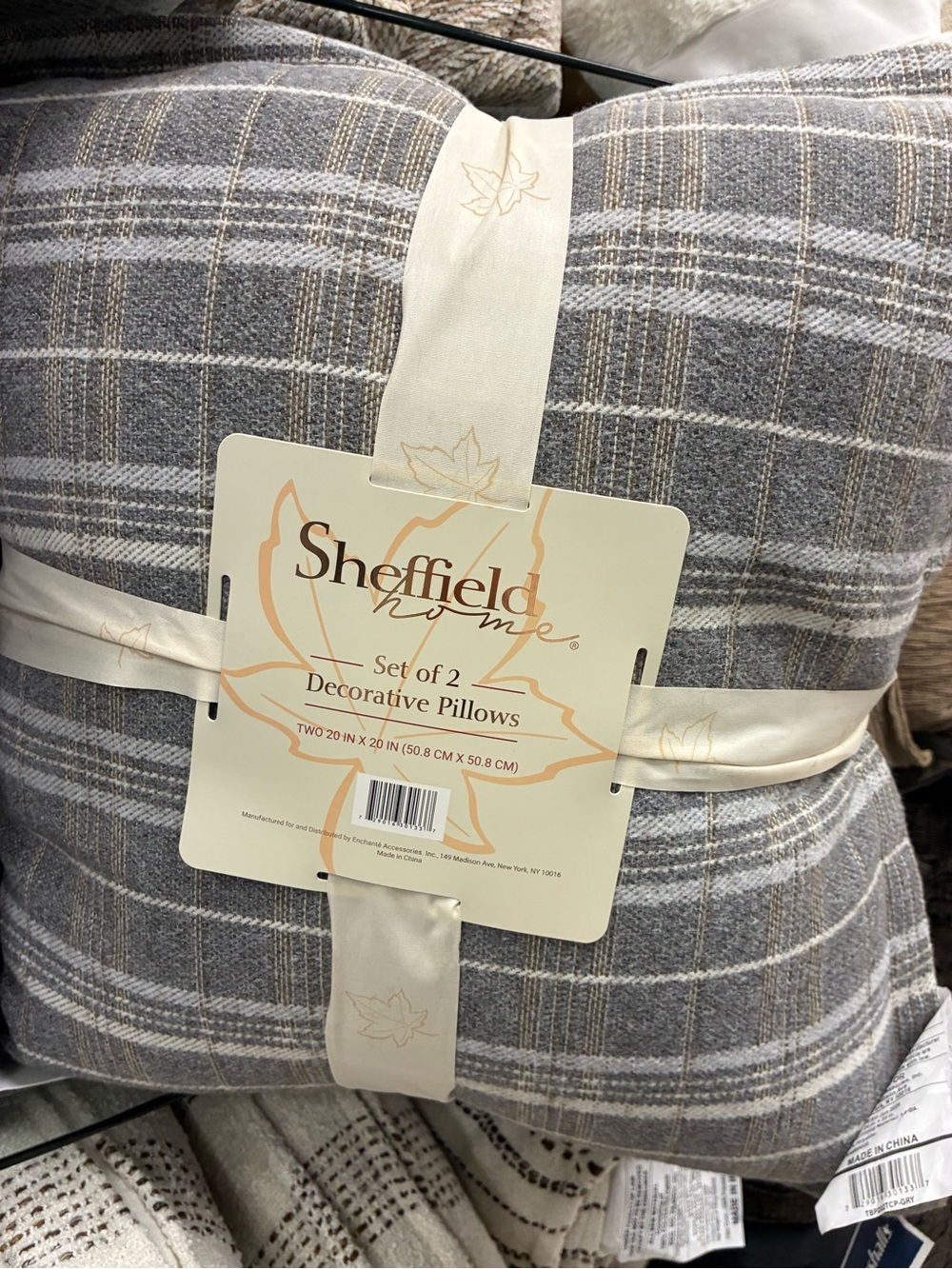 Sheffield Home Gray Plaid Decorative Pillow Set of 2